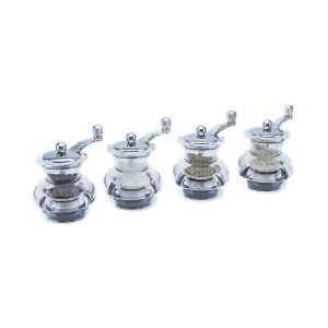 Set van 4 kruidenmolens met slinger, 7 cm, acryl, "Boogie" - Marlux