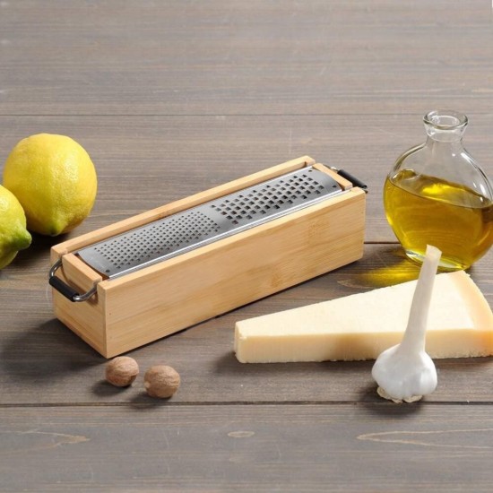 Grattugia parmigiano, con contenitore di raccolta, bambù - Kesper