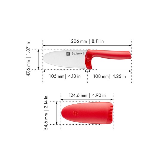 Kinderkoksmes, 10 cm, Twinny, rood - Zwilling