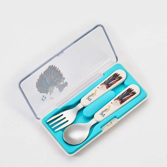 Set di 2 posate in acciaio inox, gamma “Infant”, blu - Cuitisan