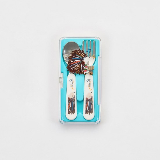 Set di 2 posate in acciaio inox, gamma “Infant”, blu - Cuitisan