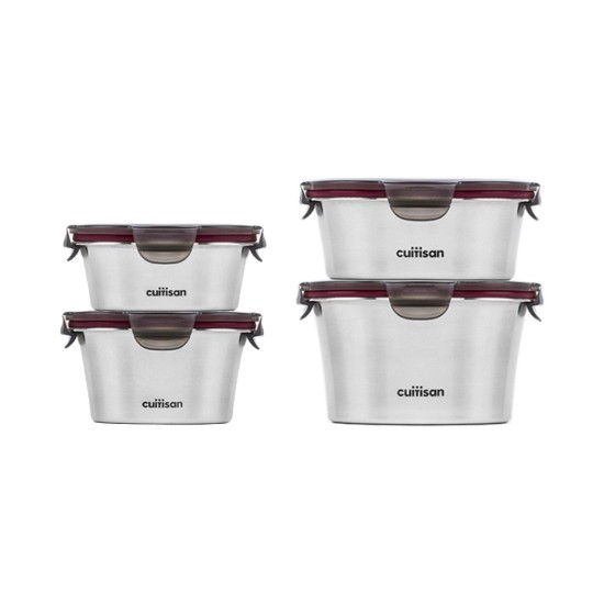 Set of 4 “Flora” food storage containers, round, stainless steel - Cuitisan