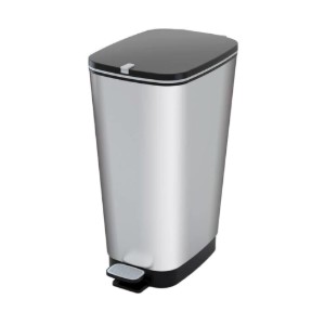 Cestino "Chic" con pedale, 45 L, Grigio metallizzato - Curver