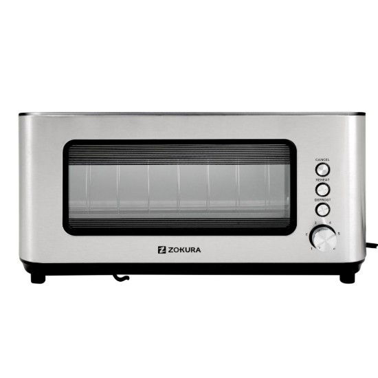 2-slot toaster, with glass window, 1200 W - Zokura