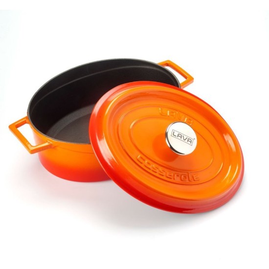 Oval saucepan, cast iron, 31 cm, "Trendy", orange color - LAVA brand