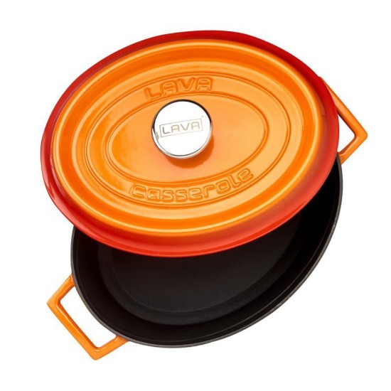 Oval saucepan, cast iron, 31 cm, "Trendy", orange color - LAVA brand