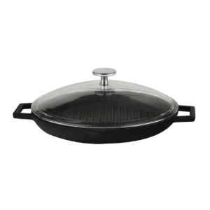 Grill pan, in ghisa, con coperchio, 30 cm - LAVA