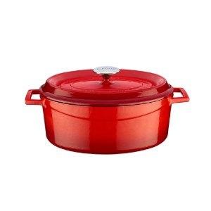 Ovale steelpan, gietijzer, "Trendy", 27 cm, rood - LAVA