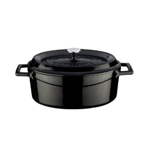Ovale steelpan, gietijzer, 27cm/3,91L, "Trendy", Zwart - LAVA