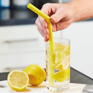 Set of 6 straws made from silicone, 25 cm and cleaning brush - made by Kitchen Craft