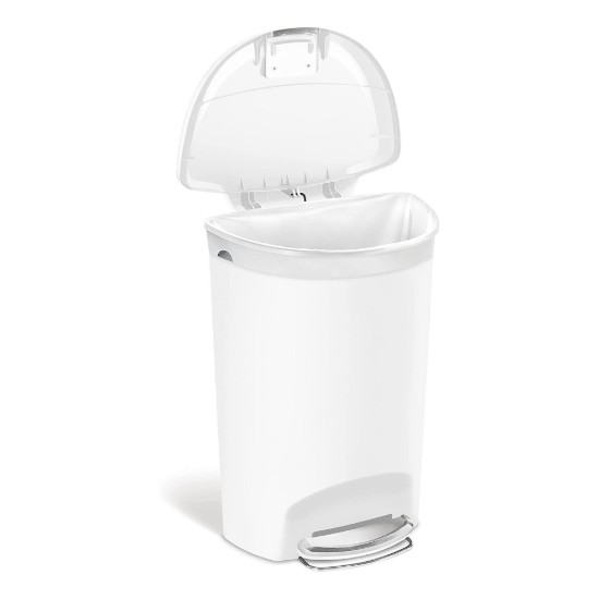 Cos de gunoi semi-rotund cu pedala, 50 L, Alb - simplehuman