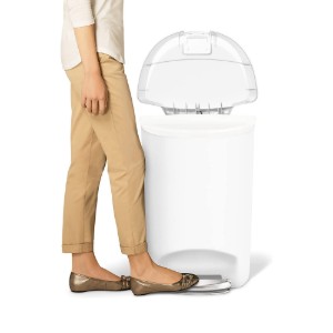 Pattumiera con pedale, 50 L, semitonda, Bianco - simplehuman