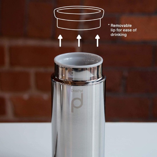 "DrinkPod" thermisch isolerende fles van roestvrij staal, 300 ml, zilverkleur - Grunwerg