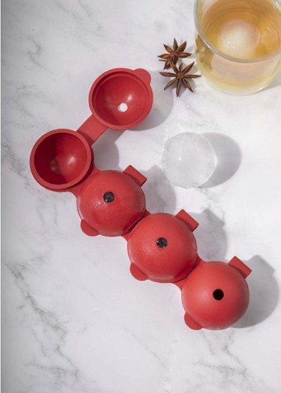 Bolvorm voor ijs, 21,5 x 7 x 4 cm, siliconen, rood - made by Kitchen Craft