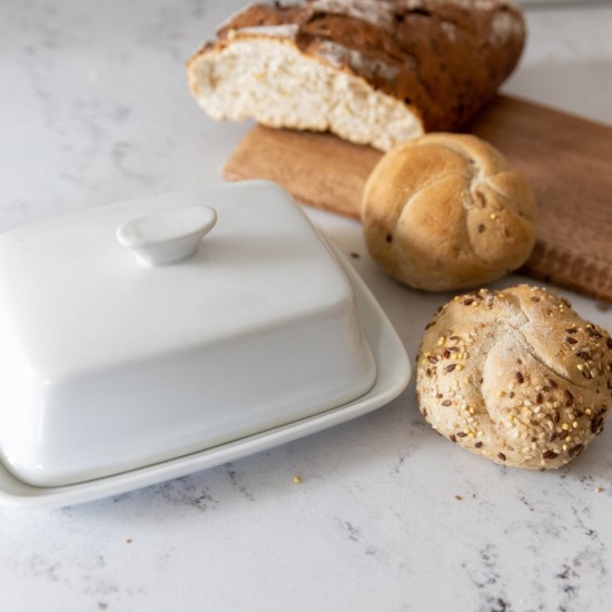 Burriera con coperchio, 18 x 14 cm, porcellana - Kitchen Craft