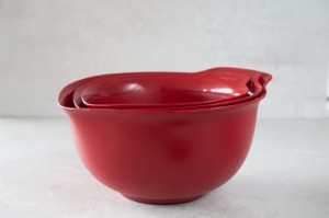 Set van 3 mengkommen, plastic, Empire Red - merk KitchenAid