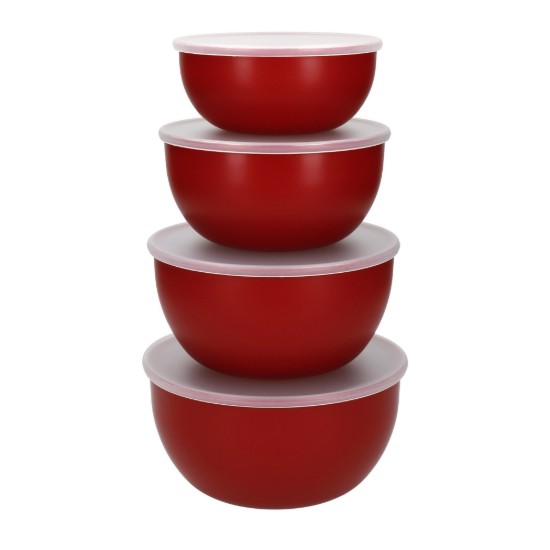 4-delige bereidingskommen, kunststof, met deksel, Empire Red - KitchenAid