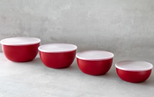 4-piece preparation bowls, plastic, with lid, Empire Red - KitchenAid