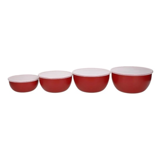 4-delige bereidingskommen, kunststof, met deksel, Empire Red - KitchenAid
