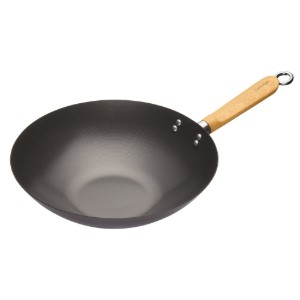Padella wok con manico in legno, 30 cm, acciaio al carbonio - del marchio Kitchen Craft