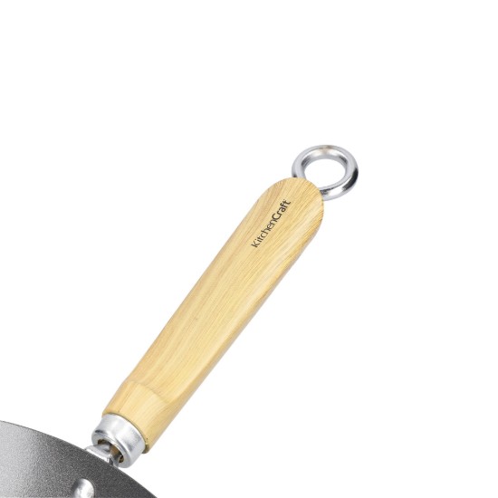 Wokpan met houten handvat, 30 cm, koolstofstaal - van het merk Kitchen Craft