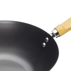 Padella wok con manico in legno, 30 cm, acciaio al carbonio - del marchio Kitchen Craft