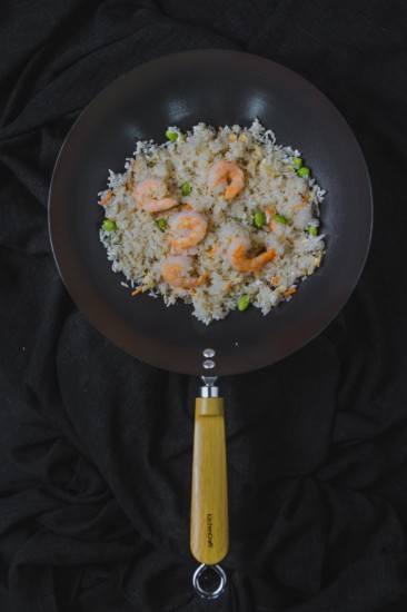 Wokpan met houten handvat, 30 cm, koolstofstaal - van het merk Kitchen Craft