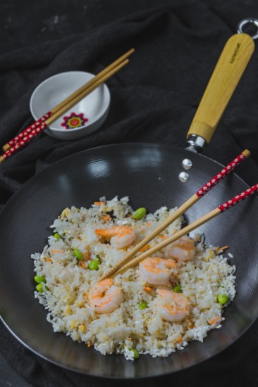 Wokpan met houten handvat, 30 cm, koolstofstaal - van het merk Kitchen Craft