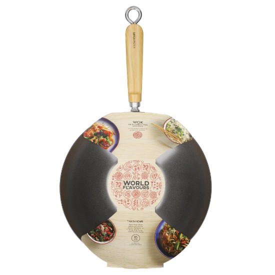 Wokpan met houten handvat, 30 cm, koolstofstaal - van het merk Kitchen Craft