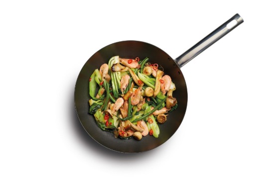 Tigaie wok 24 cm, otel carbon - Kitchen Craft