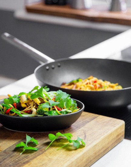 Tigaie wok 24 cm, otel carbon - Kitchen Craft