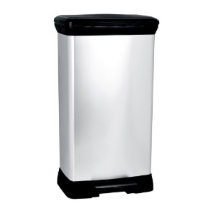 Prullenbak "Deco" voorzien van pedaal, 50 L, Metallic grijs - Curver