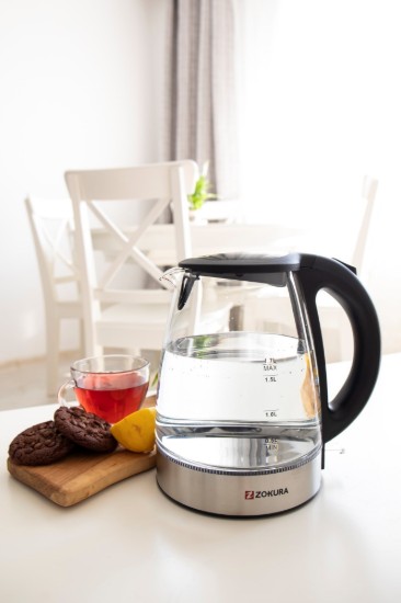 Bollitore elettrico, in vetro, 1,7 L, 2200 W - Zokura