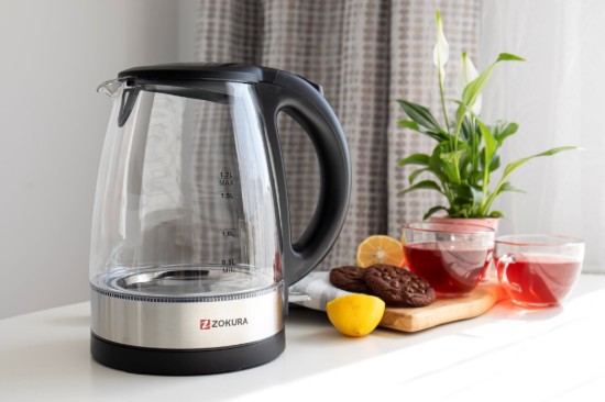 Bollitore elettrico, in vetro, 1,7 L, 2200 W - Zokura