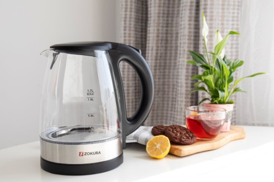 Bollitore elettrico, in vetro, 1,7 L, 2200 W - Zokura