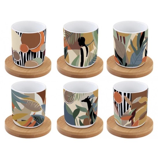 Set 6 tazzine con piattino, 70 ml, porcellana, linea "Kilimangiaro" - Easy Life