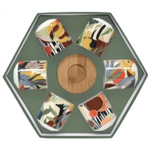 Set 6 tazzine con piattino, 70 ml, porcellana, linea "Kilimangiaro" - Easy Life