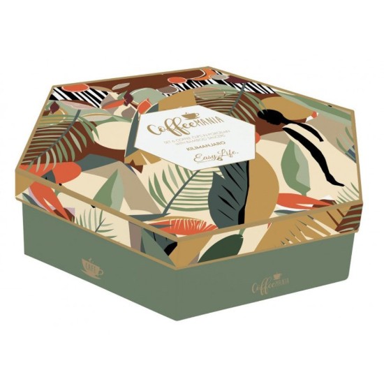 Set 6 tazzine con piattino, 70 ml, porcellana, linea "Kilimangiaro" - Easy Life