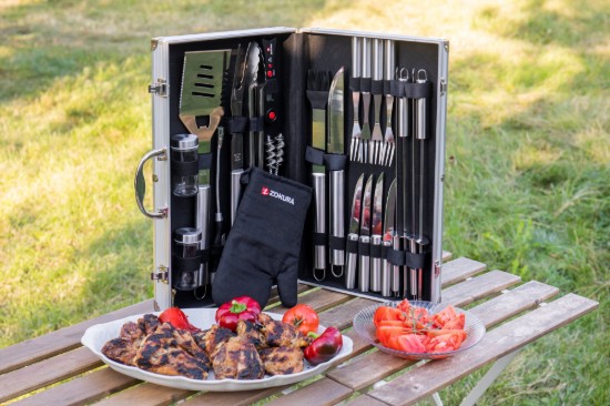 Set barbecue 24 pezzi, acciaio inossidabile - Zokura