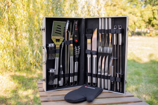 Set barbecue 24 pezzi, acciaio inossidabile - Zokura