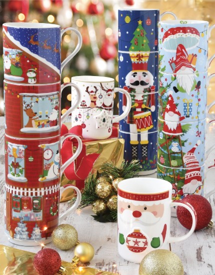 Set van 4 porseleinen mokken van 275 ml, "Gnomes at work" - Easy Life