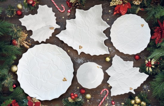 Prato de servir feito de porcelana, 30 cm, "HOLLY&BERRIES WHITE" - Easy Life