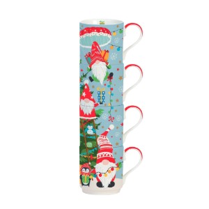 Set di 4 tazze in porcellana, 275 ml, "Gnomes at work" - Easy Life