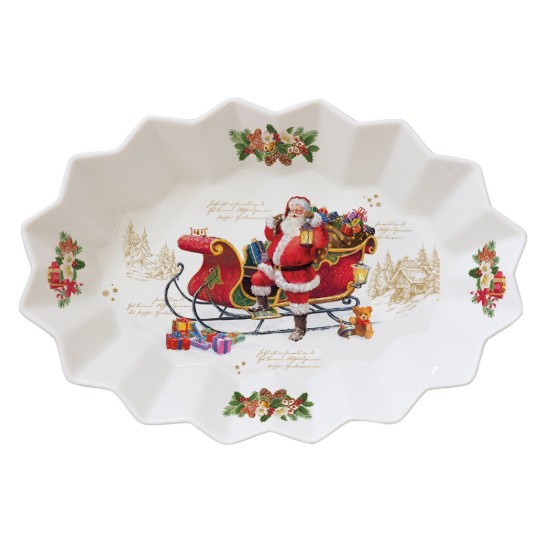 Ovaal dienblad, 25 x 17 cm, "CHRISTMAS MEMORIES", porselein - merk Easy Life