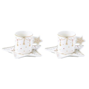 Set di 2 tazzine da caffè con piattino, 80 ml, porcellana, "CHRISTMAS LIGHTS" - Easy Life