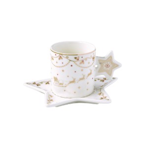 Tea cup with saucer, 175 ml, porcelain, "CHRISTMAS LIGHTS" - Easy Life