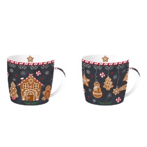 Set of 2 porcelain mugs, 350 ml, "GINGERBREAD" - Easy Life brand