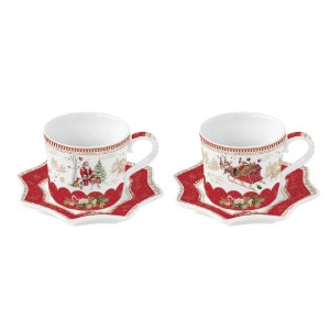 Set of 2 porcelain mugs, 120 ml, "CHRISTMAS MEMORIES" - Easy Life brand