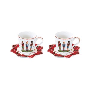 Sett med 2 100 ml kaffekopper med fat, "VINTAGE NUTCRACKER", porselen - Easy Life