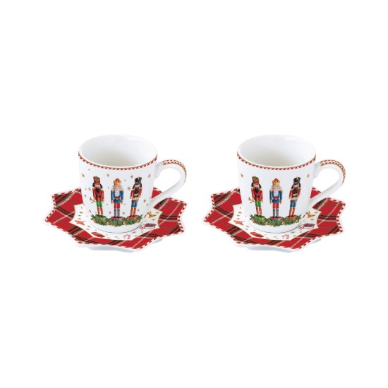 Conjunto de 2 xícaras de café de 100 ml com pires, "VINTAGE NUTCRACKER", porcelana - Easy Life